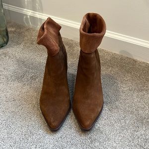 Cognac Suede Booties